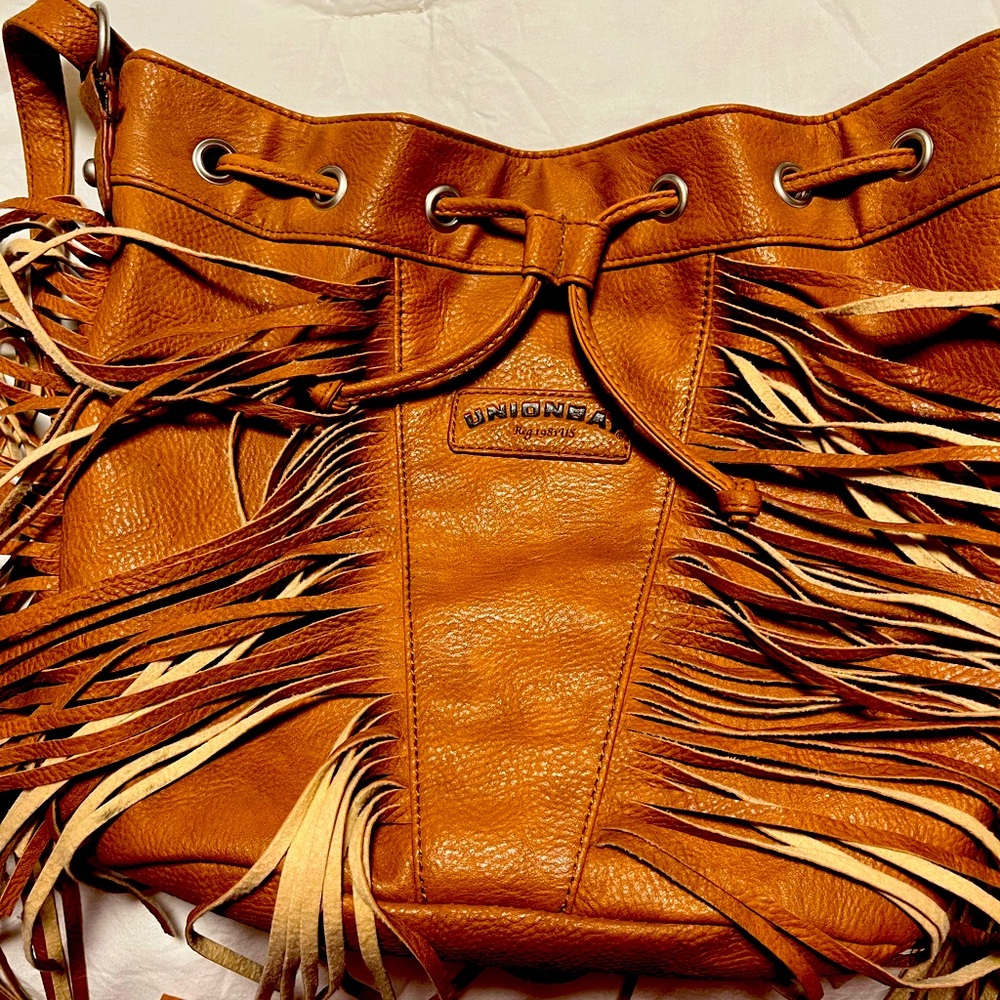 Union Bay draw string fringe purse